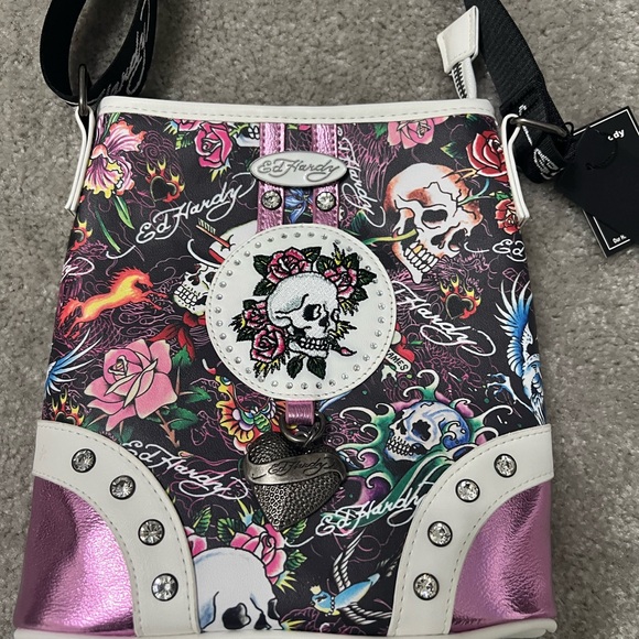 Ed Hardy Handbags - Ed Hardy Multicolor Skull and Roses Bag